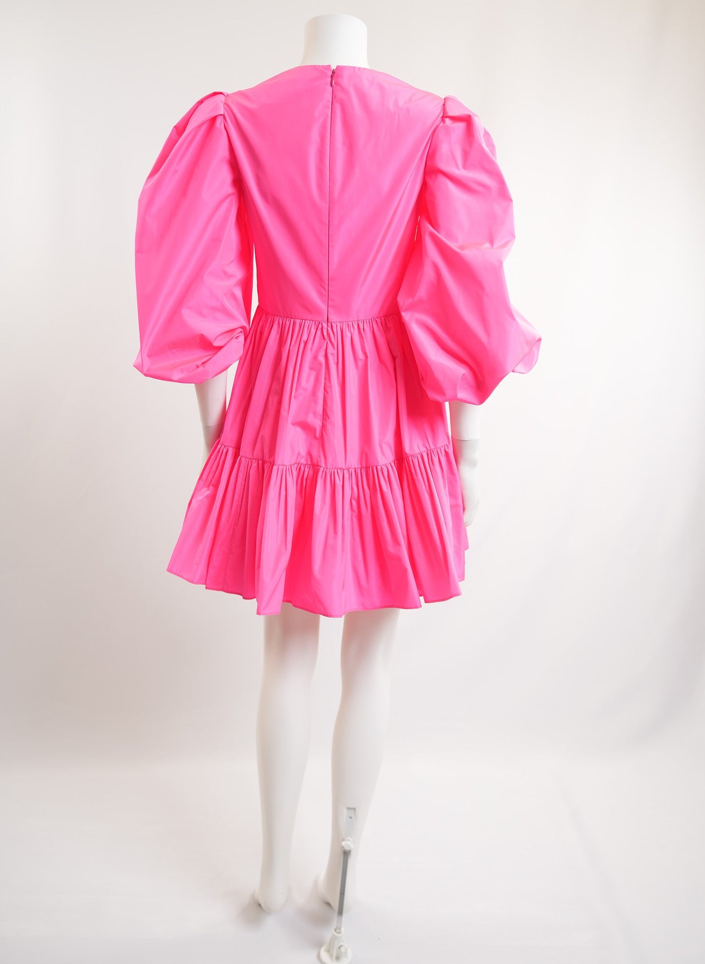 Valentino Neon Pink Puff Sleeves Dress