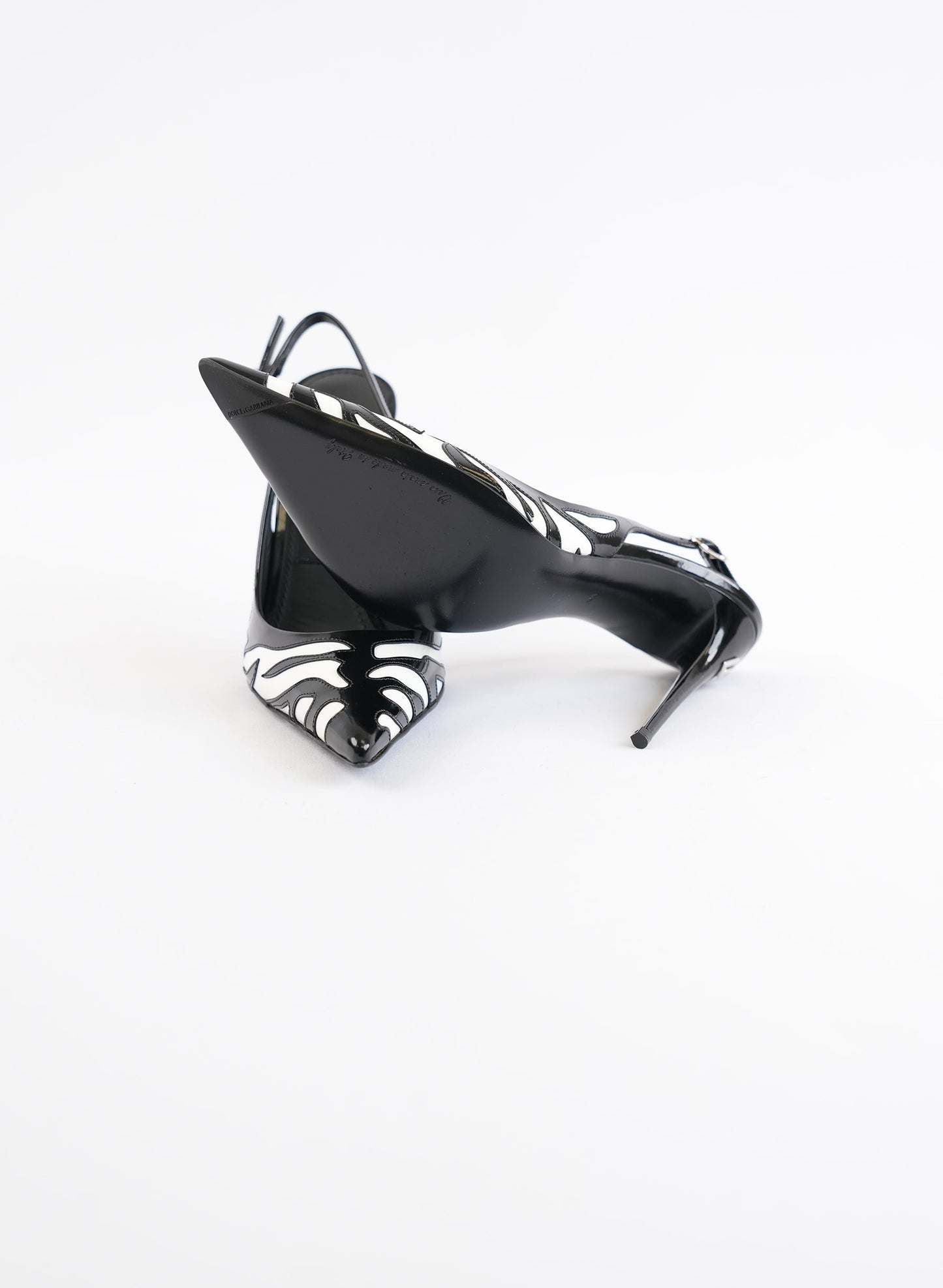 Dolce & Gabbana Black Zebra Slingback 105mm Pumps