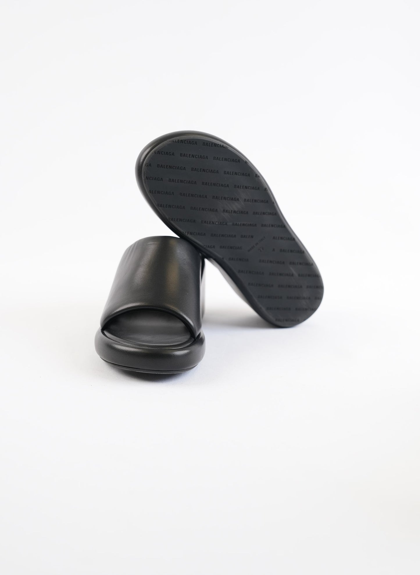 Balenciaga Rise Black Lambskin Wedge Slide Platform Slides