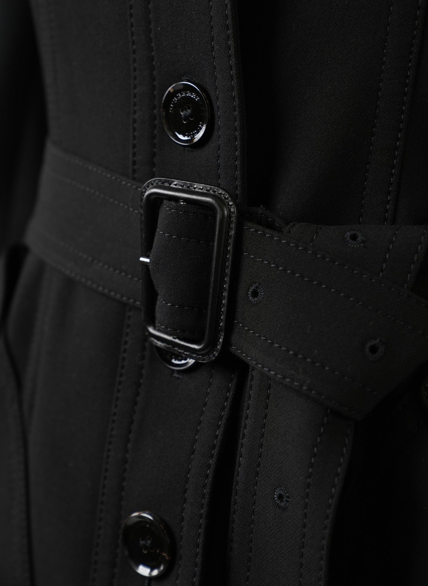 Burberry Black Wool Belted Coat