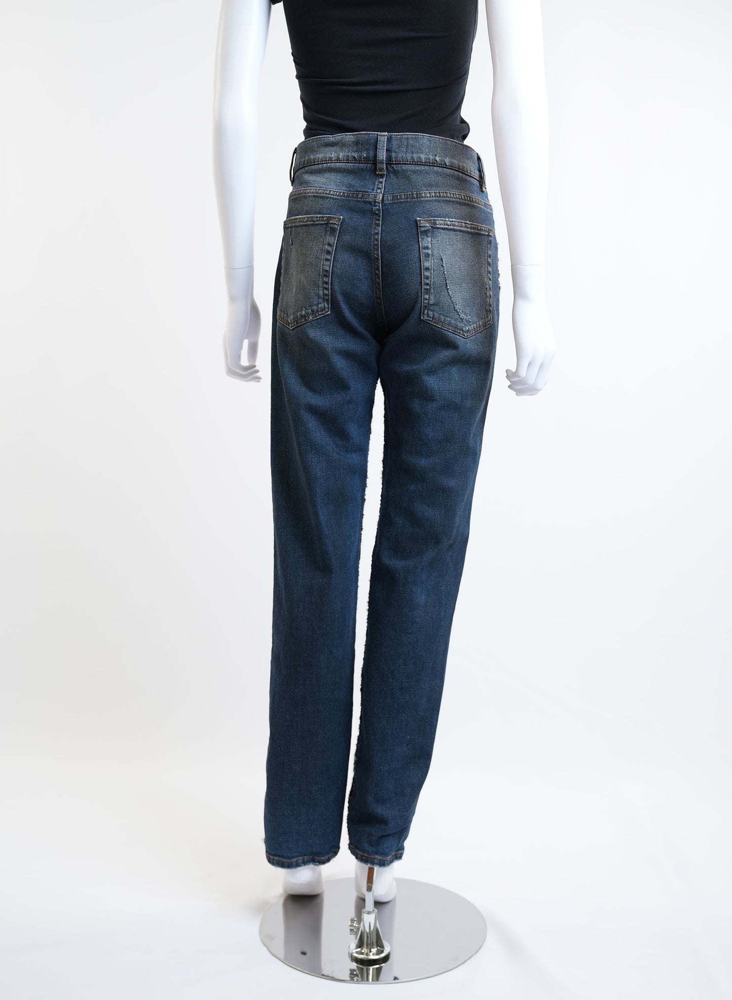 Dolce & Gabbana Check Tweed Insert Denim Pants