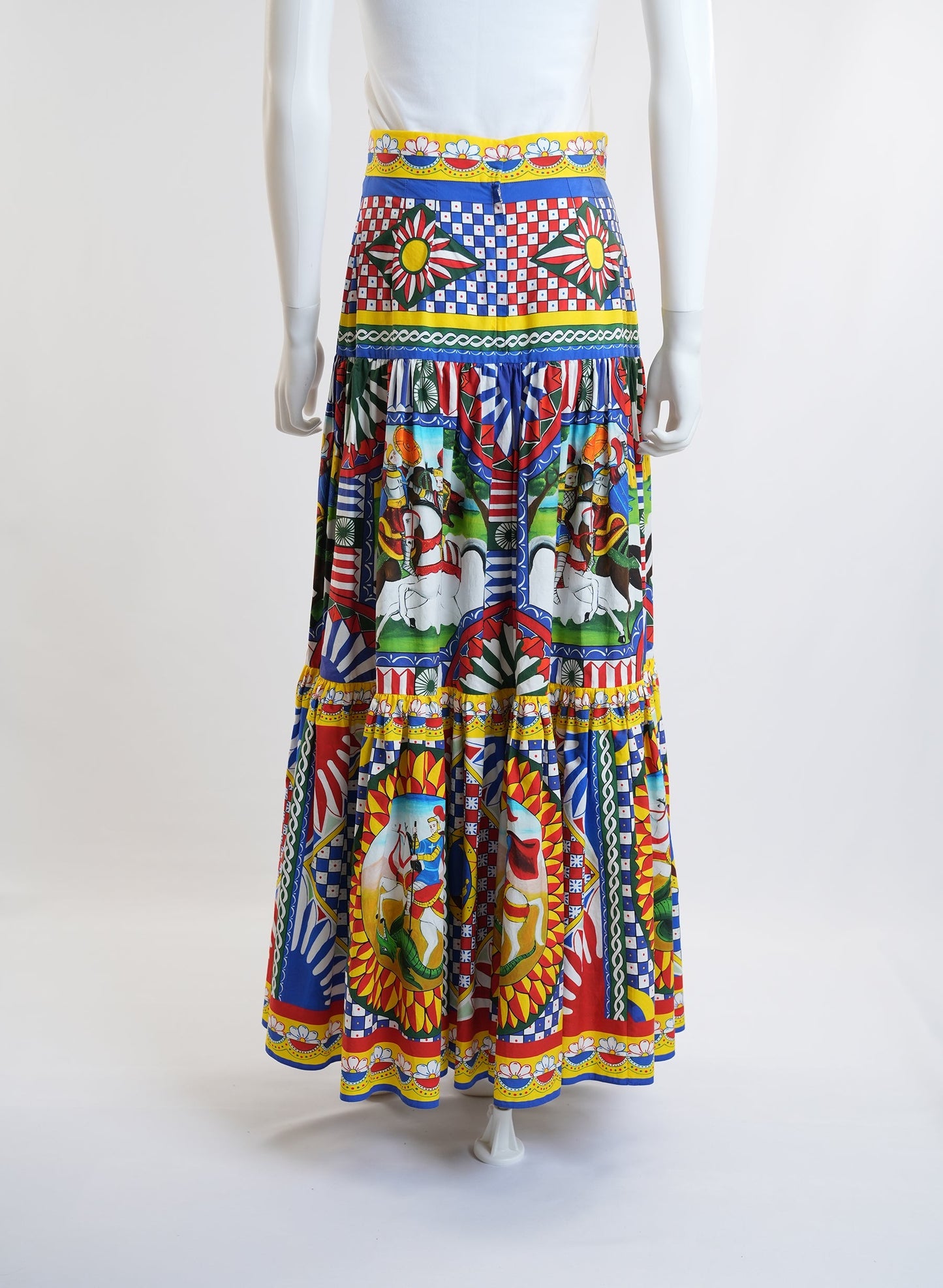 Dolce & Gabbana Carretto Print Poplin Maxi Skirt