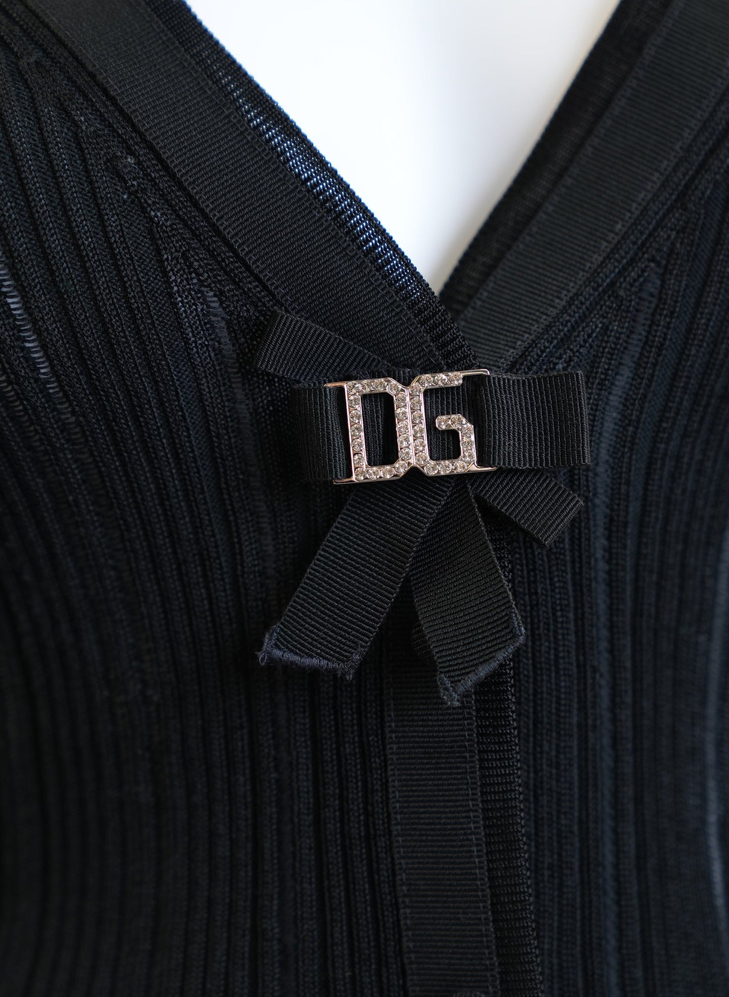Dolce & Gabbana Black Knit Logo Bow Detail Cardigan