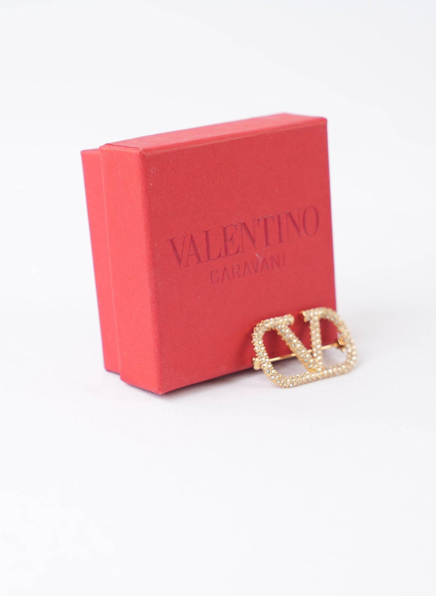 Valentino V Logo Signature Strass Brooch