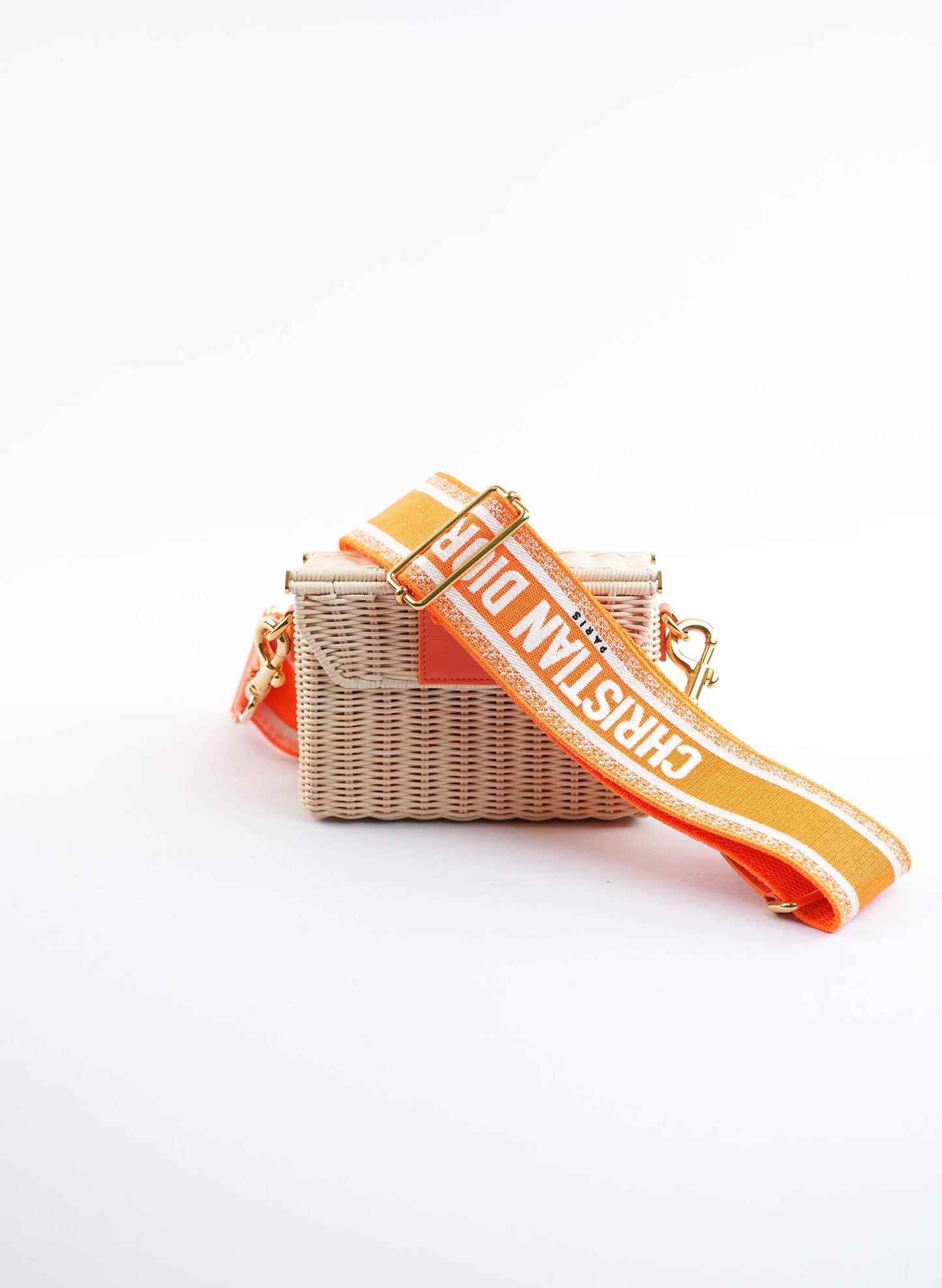 Christian Dior Wicker Montaigne 30 Flourescent Orange Bag