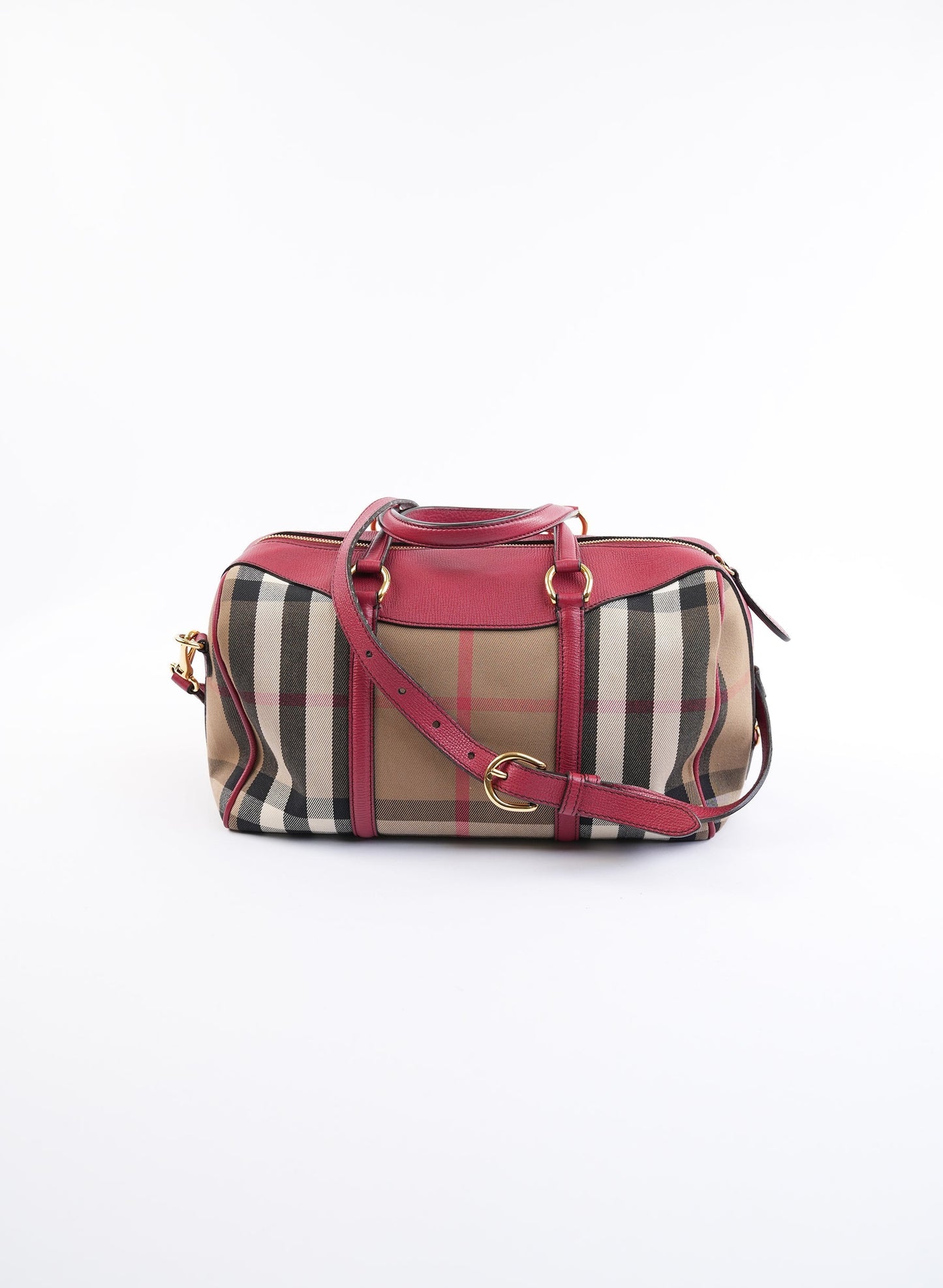 Burberry Alchester House Check Leather Satchel Bag