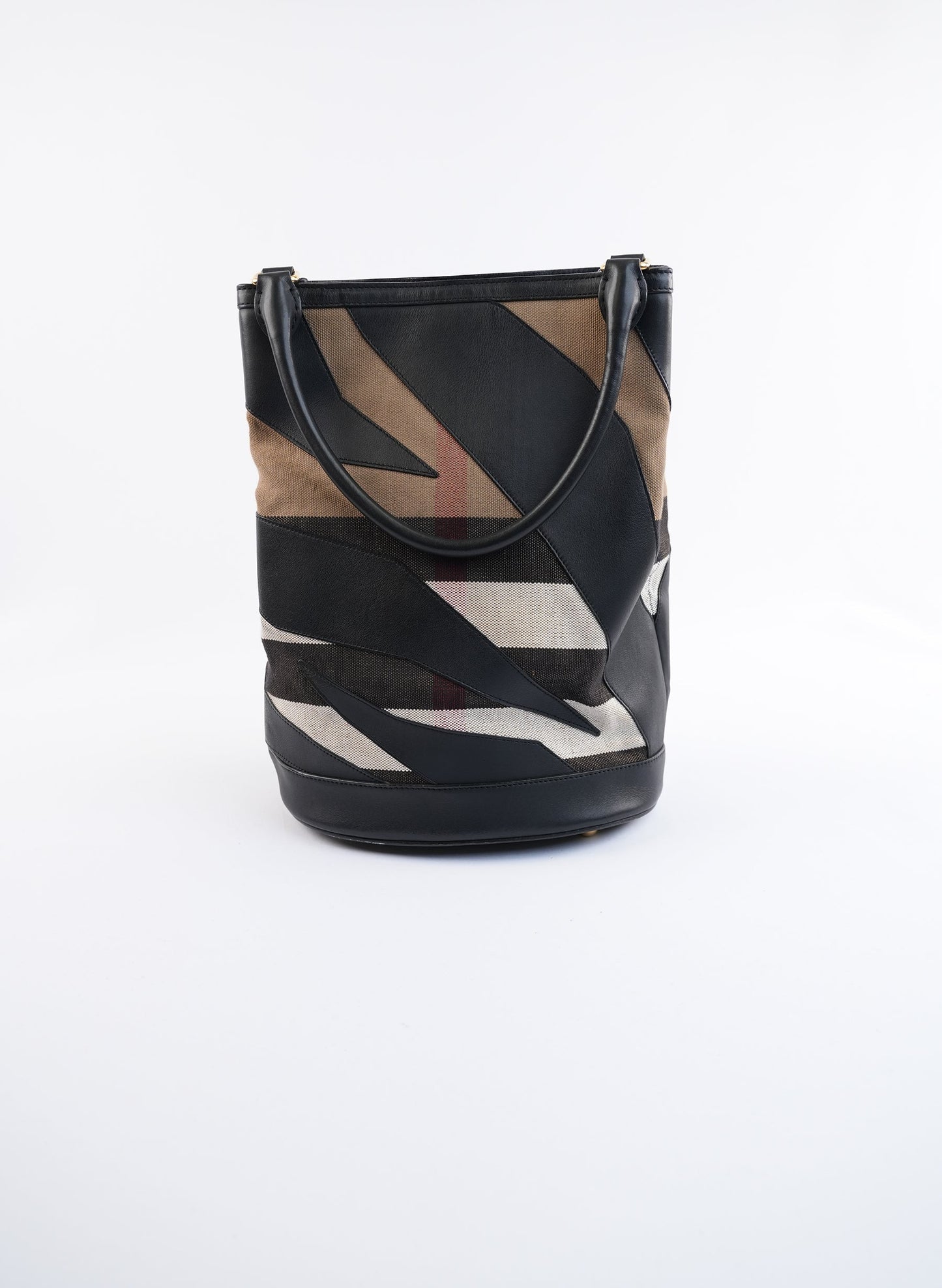 Burberry Bucket Canvas Check And Leather Bag