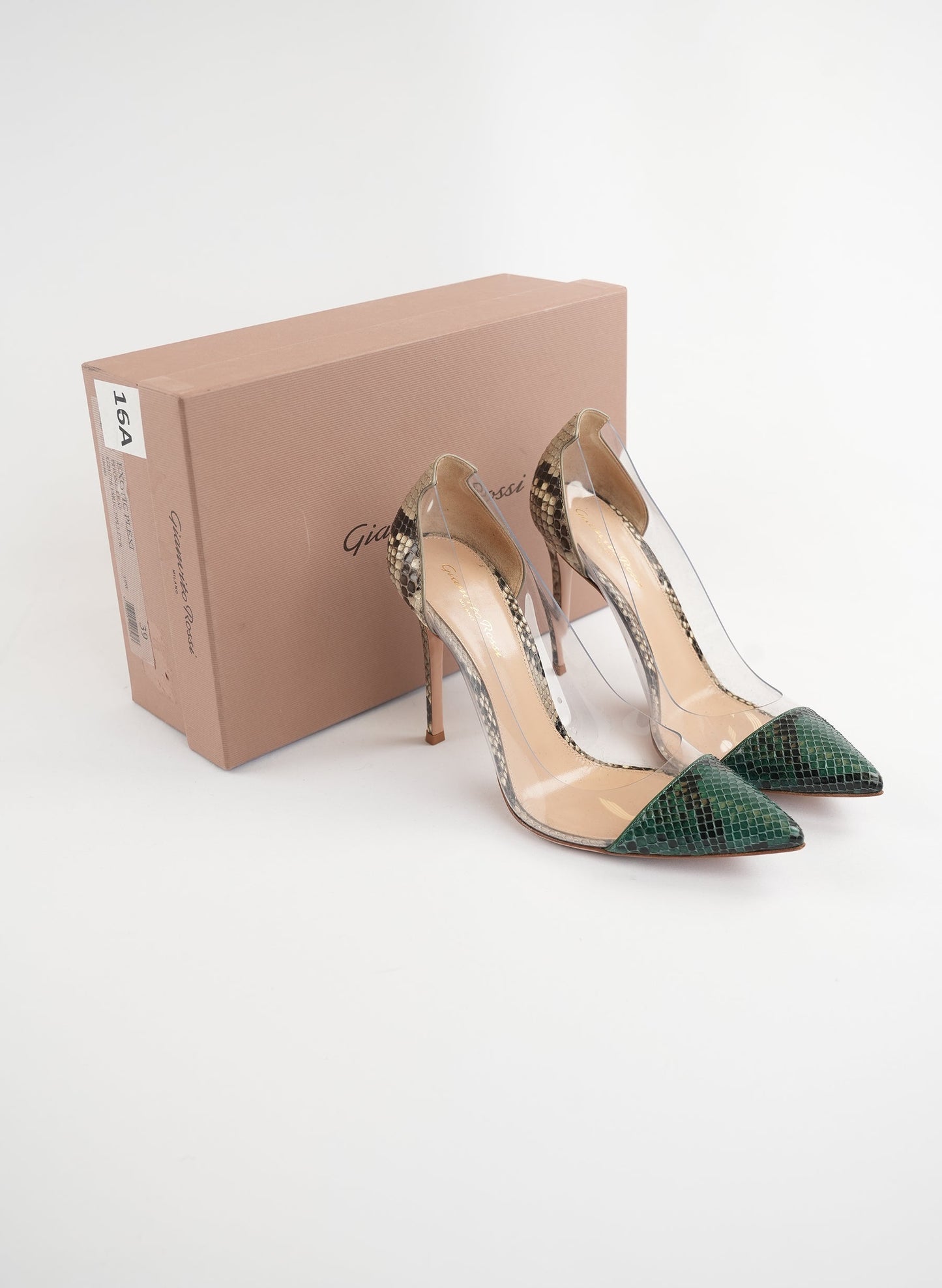 Gianvito Rossi Snakeskin Clear Heels