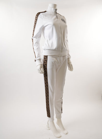 Fendi White Cotton Logo Tracksuit