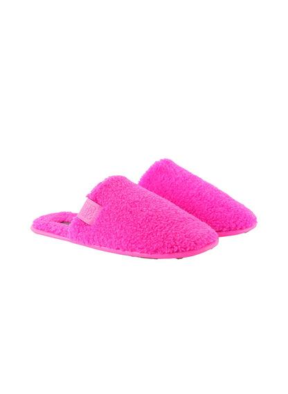 Loewe Neon Leather Trimmed Fleece Slippers