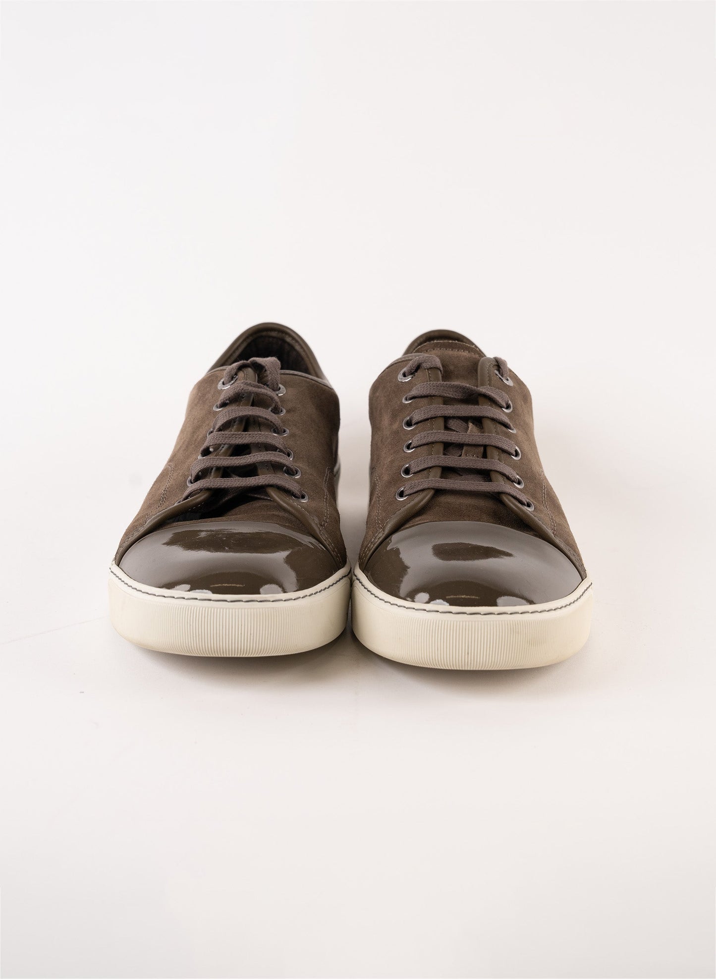 Lanvin Patent and Suede Low Top Sneakers
