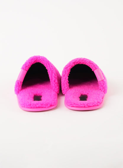 Loewe Neon Leather Trimmed Fleece Slippers