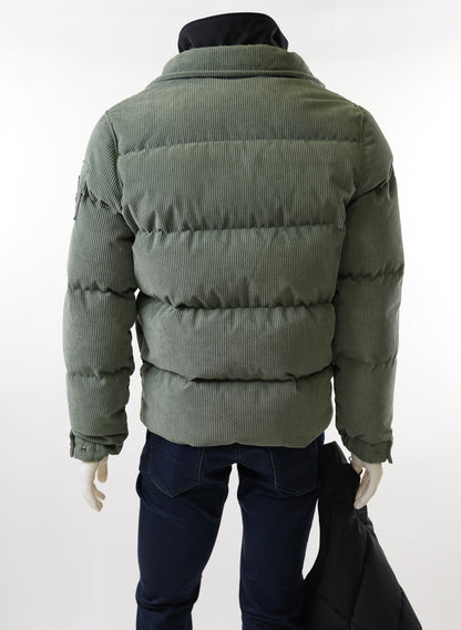 Moose Knuckle Padded Hooded Corduroy Jacket in Green