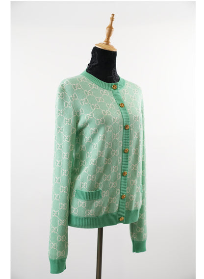 Gucci GG Jacquard Wool Blend Cardigan
