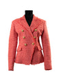 Balmain Pink Tweed Double-Breasted Blazer