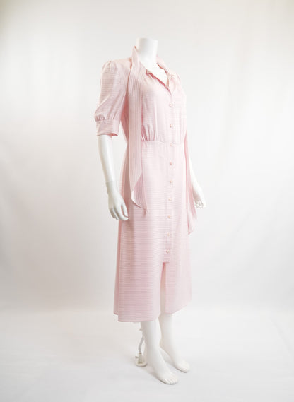 Prada Pink Bow Tie Silk Dress