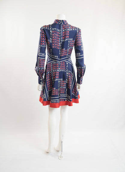 Valentino Puzzle Print Silk Dress