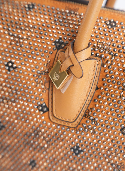 MCM Coated Canvas Studded Handle Bag