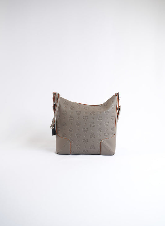 MCM Aren Hobo Embossed Monogram Leather Bag