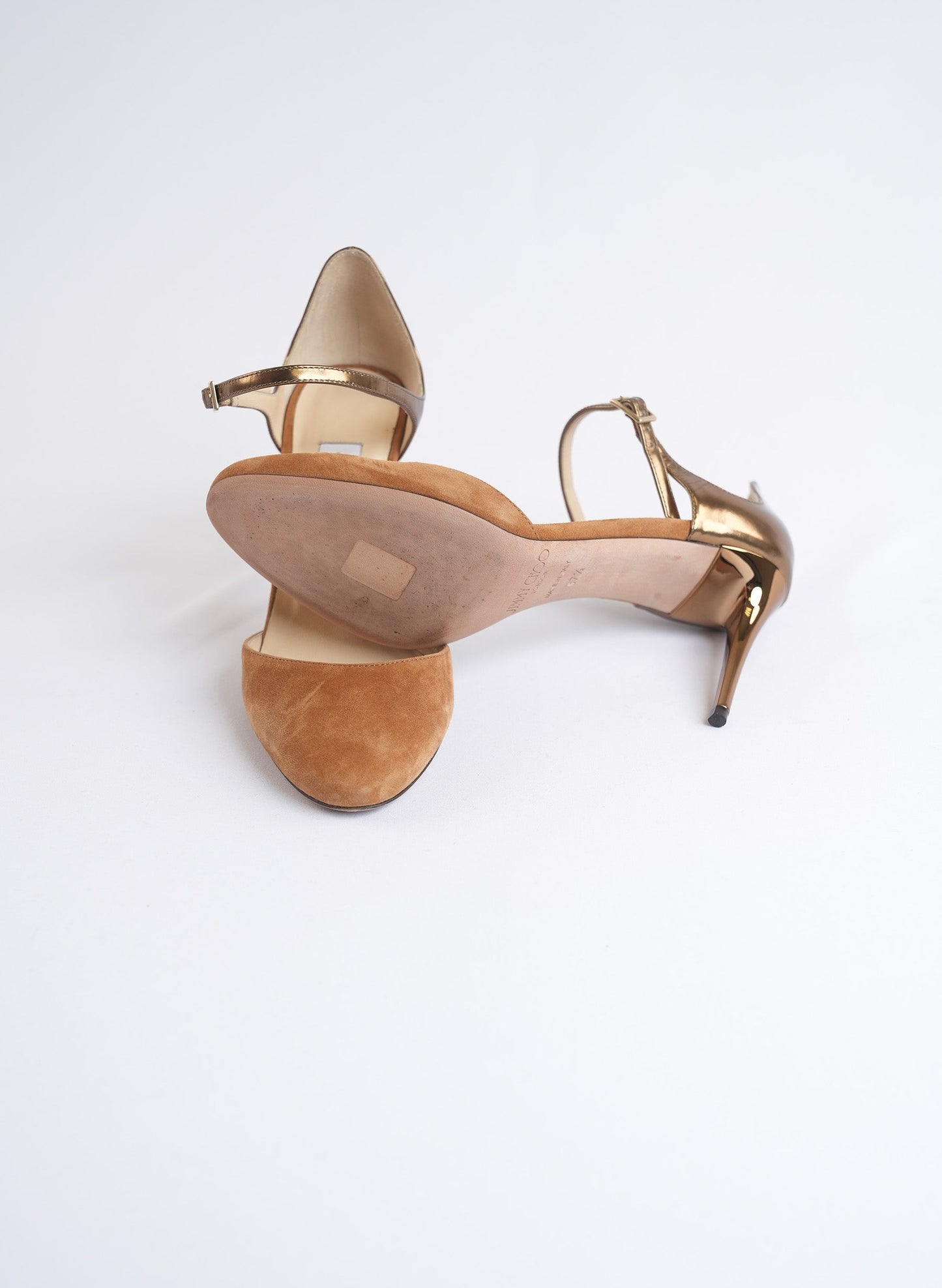 Jimmy Choo Marny 85 Suede Mirror Leather Heels