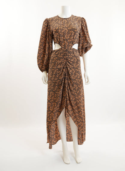 Maje Cutout Printed Long Dress