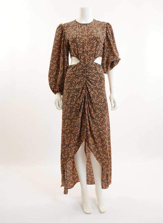 Maje Cutout Printed Long Dress