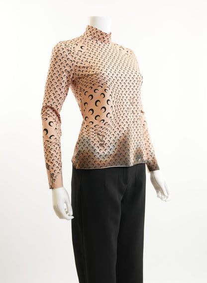 Marine Serre Crescent Moon Print Turtleneck Top