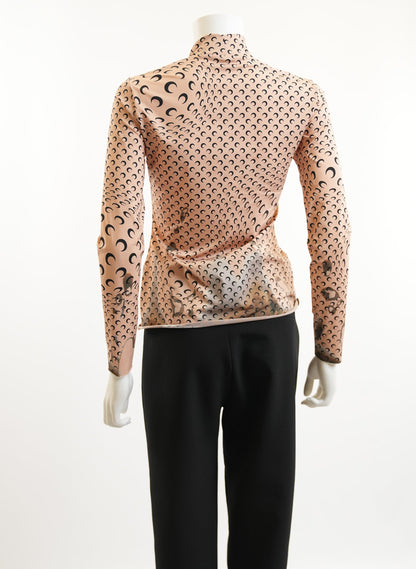 Marine Serre Crescent Moon Print Turtleneck Top