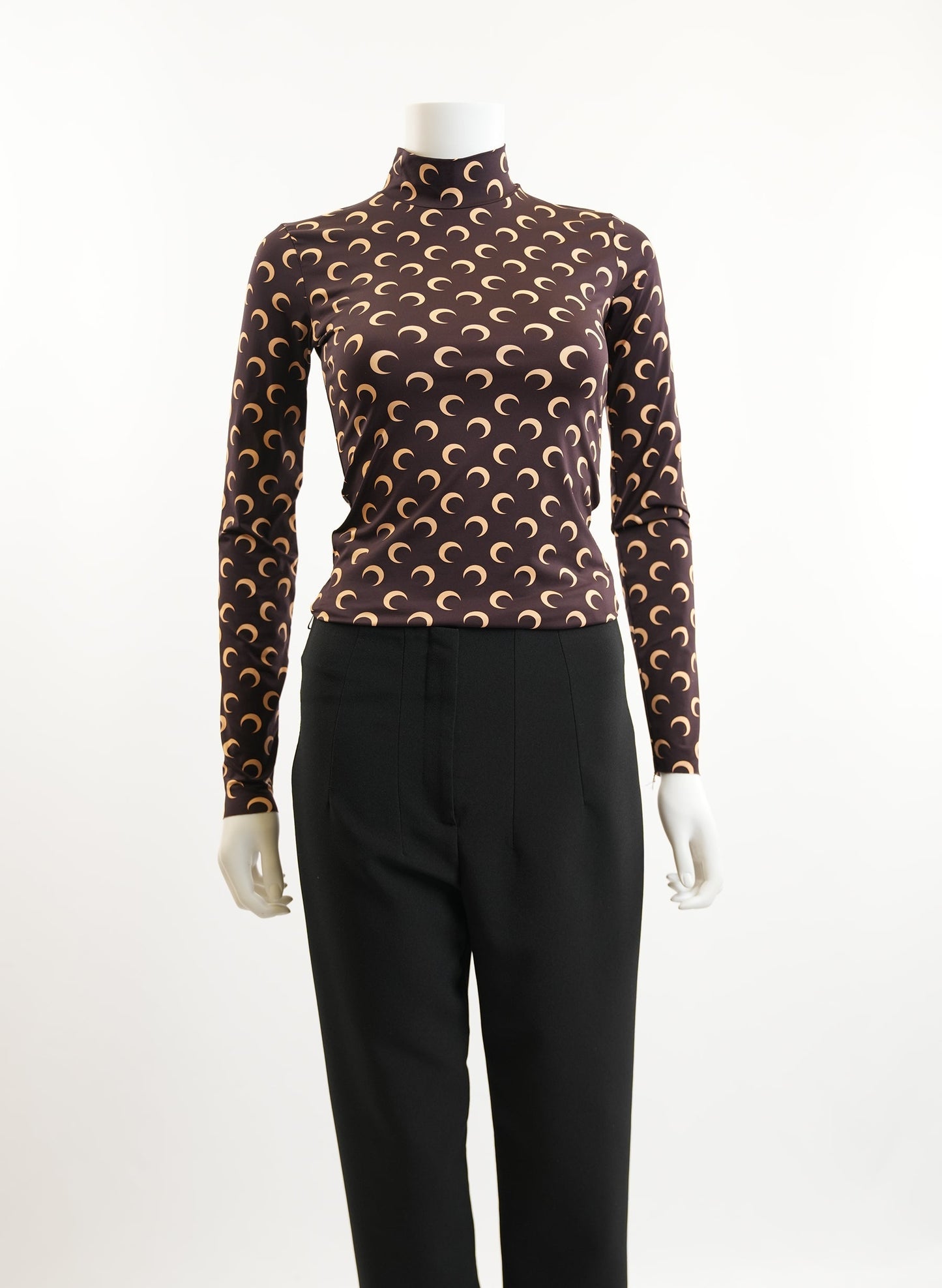Marine Serre Crescent Moon Print Turtleneck Top