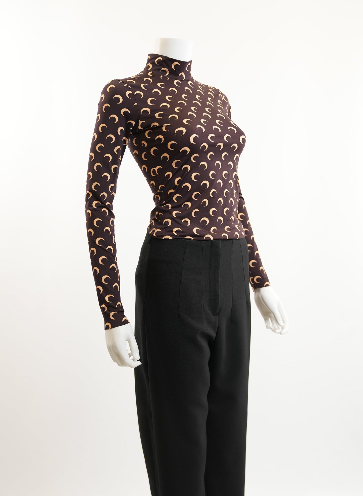 Marine Serre Crescent Moon Print Turtleneck Top
