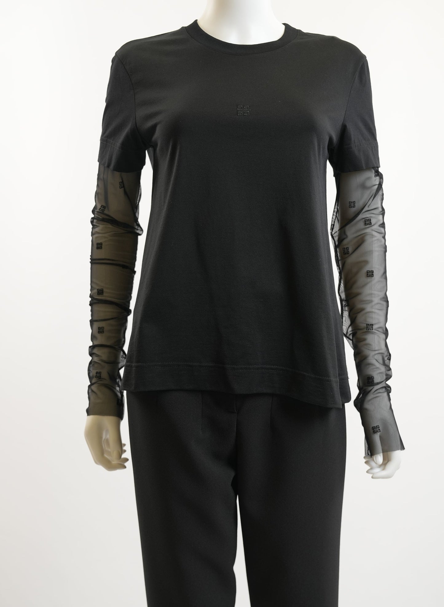 Givenchy Logo Print Semi Sheer Cotton T Shirt