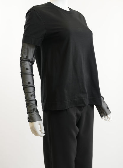 Givenchy Logo Print Semi Sheer Cotton T Shirt