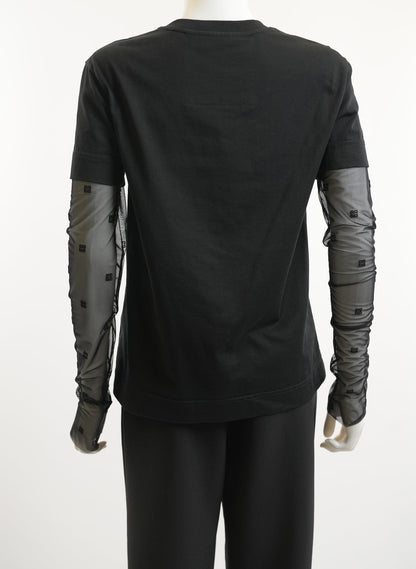 Givenchy Logo Print Semi Sheer Cotton T Shirt