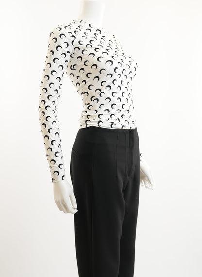 Marine Serre Crescent Moon Print White Top