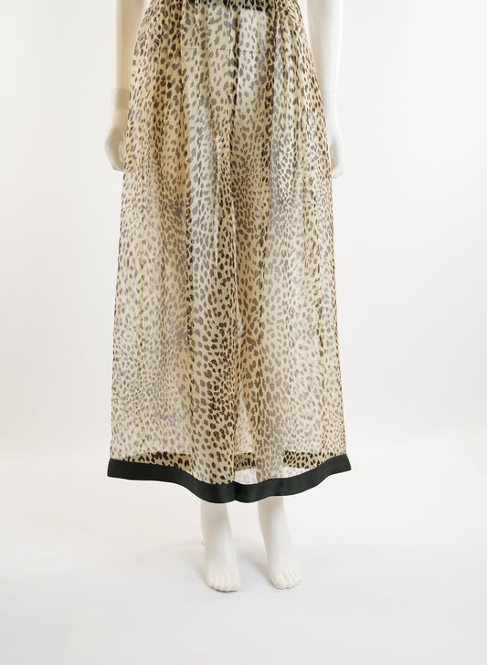 Valentino Wide Leg Leopard Print Trousers
