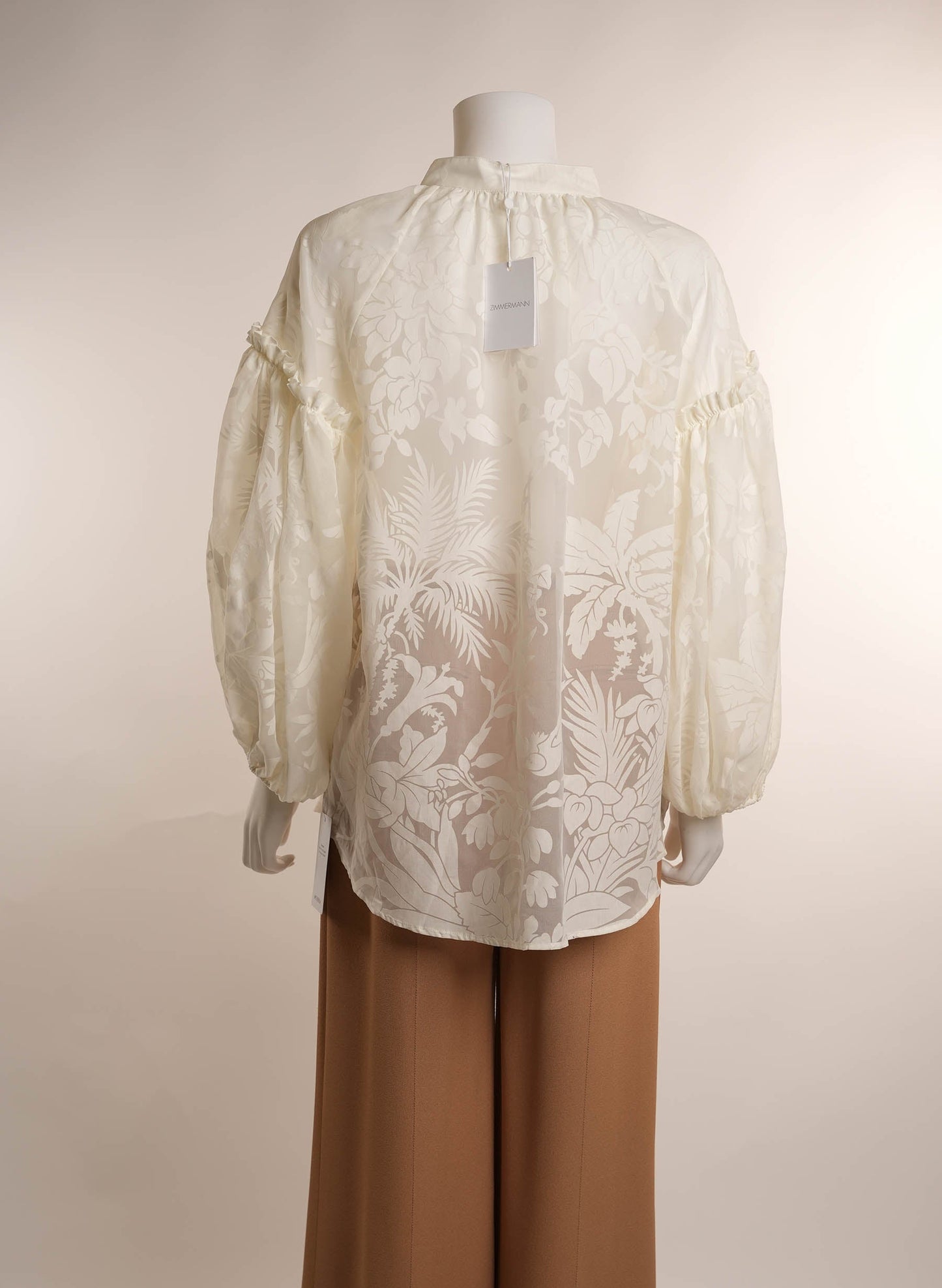 Zimmermann Printed Mock Neck Button-Up Top