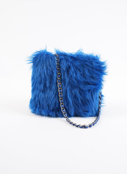 Prada Blue Fur Crossbody Bag