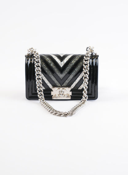 Chanel Patent Glitter PVC Quilted Boy Flap Bag