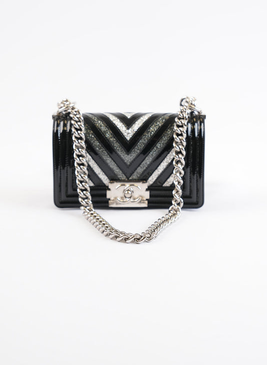 Chanel Patent Glitter PVC Quilted Boy Flap Bag