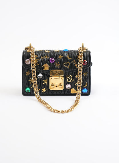 Miu Miu Embellished Leather Crossbody Bag