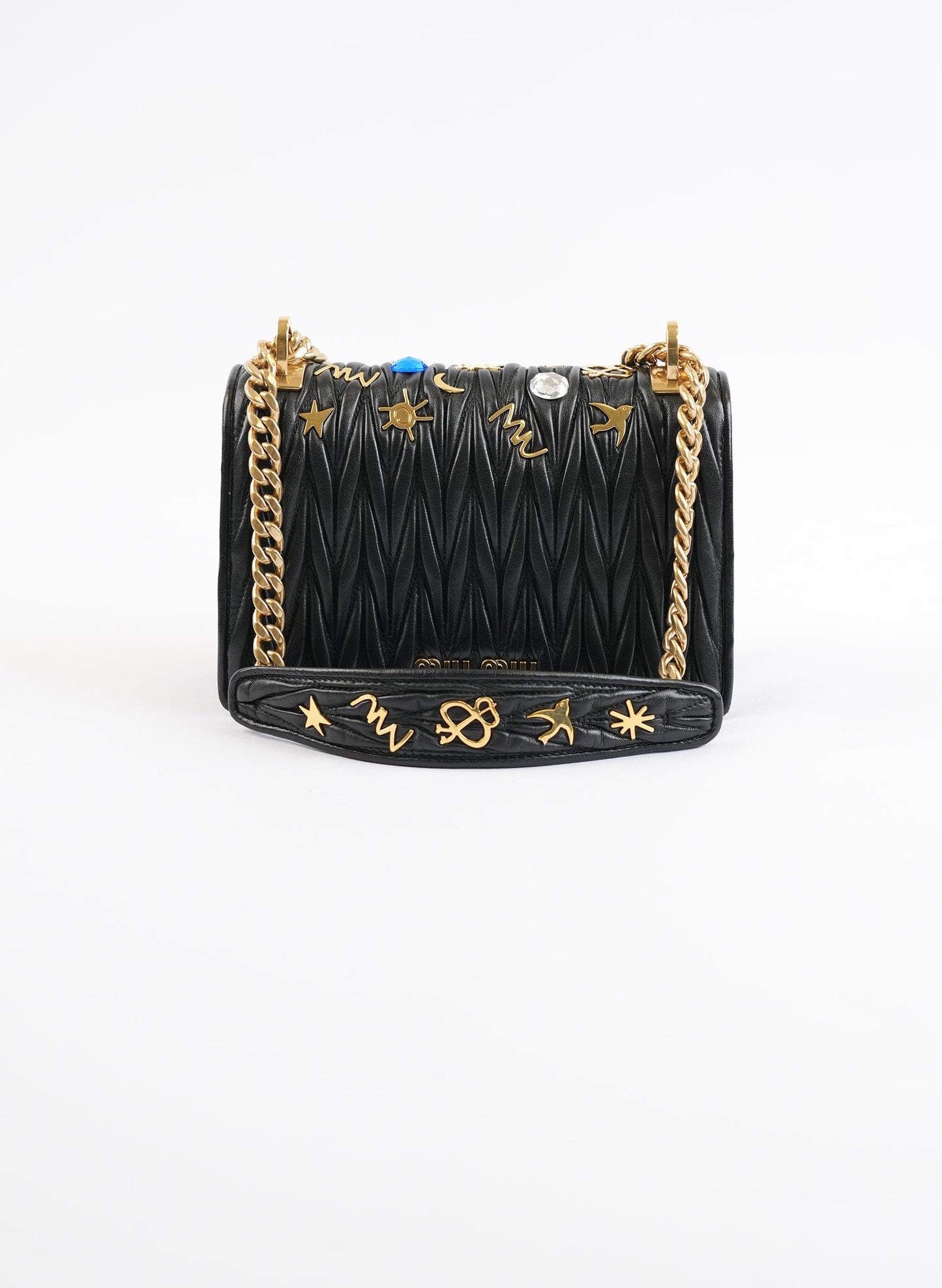 Miu Miu Embellished Leather Crossbody Bag