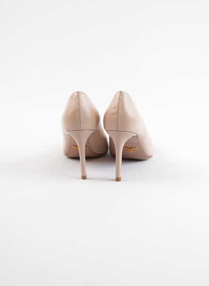 Prada Saffiano Patent Pumps