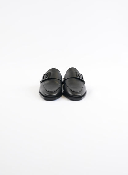 MCM Black Leather Mules