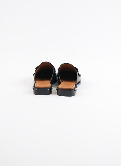 MCM Black Leather Mules