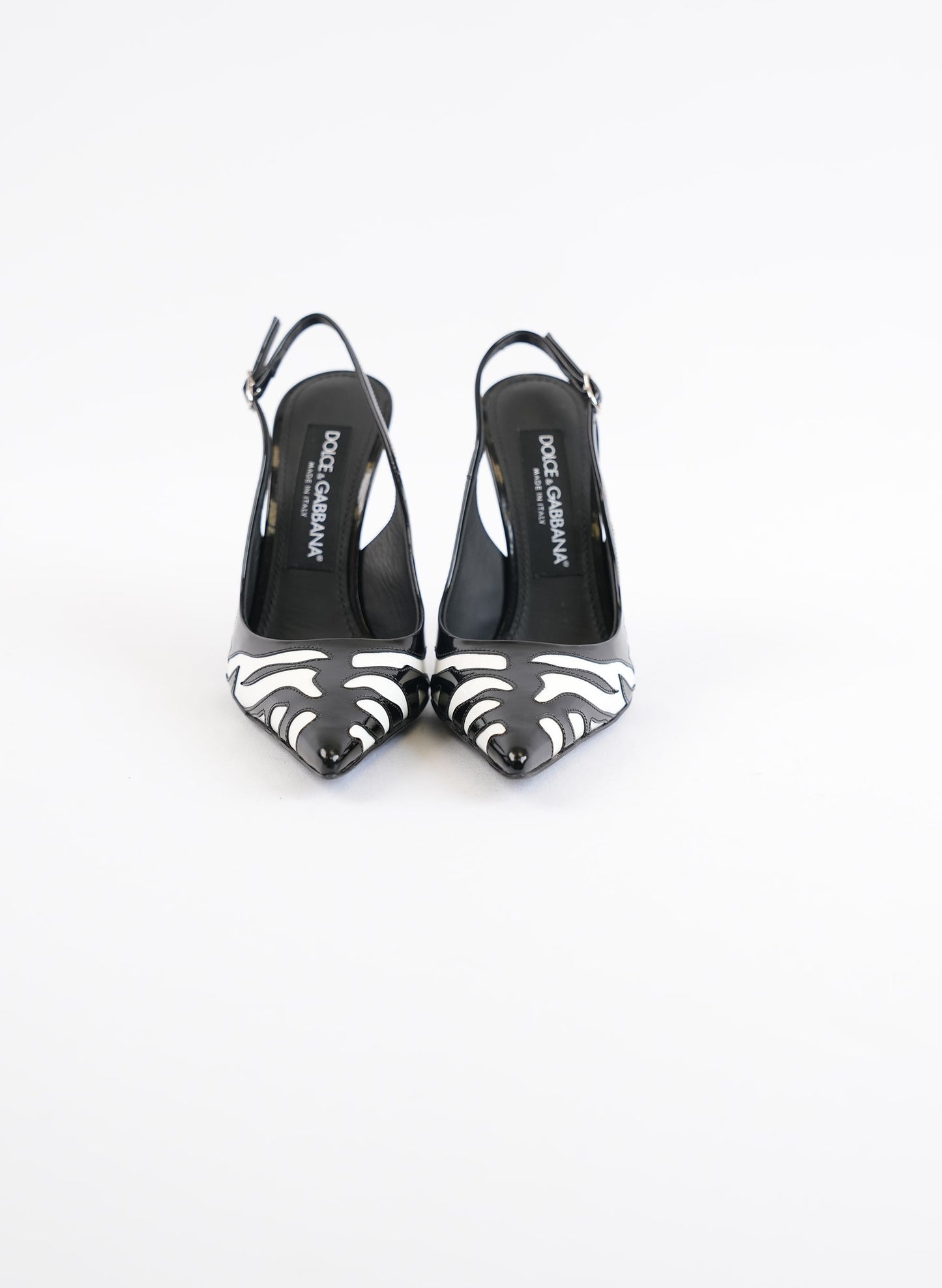 Dolce & Gabbana Black Zebra Slingback 105mm Pumps