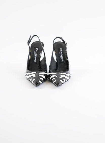 Dolce & Gabbana Black Zebra Slingback 105mm Pumps