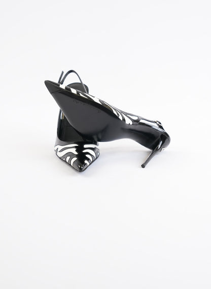 Dolce & Gabbana Black Zebra Slingback 105mm Pumps