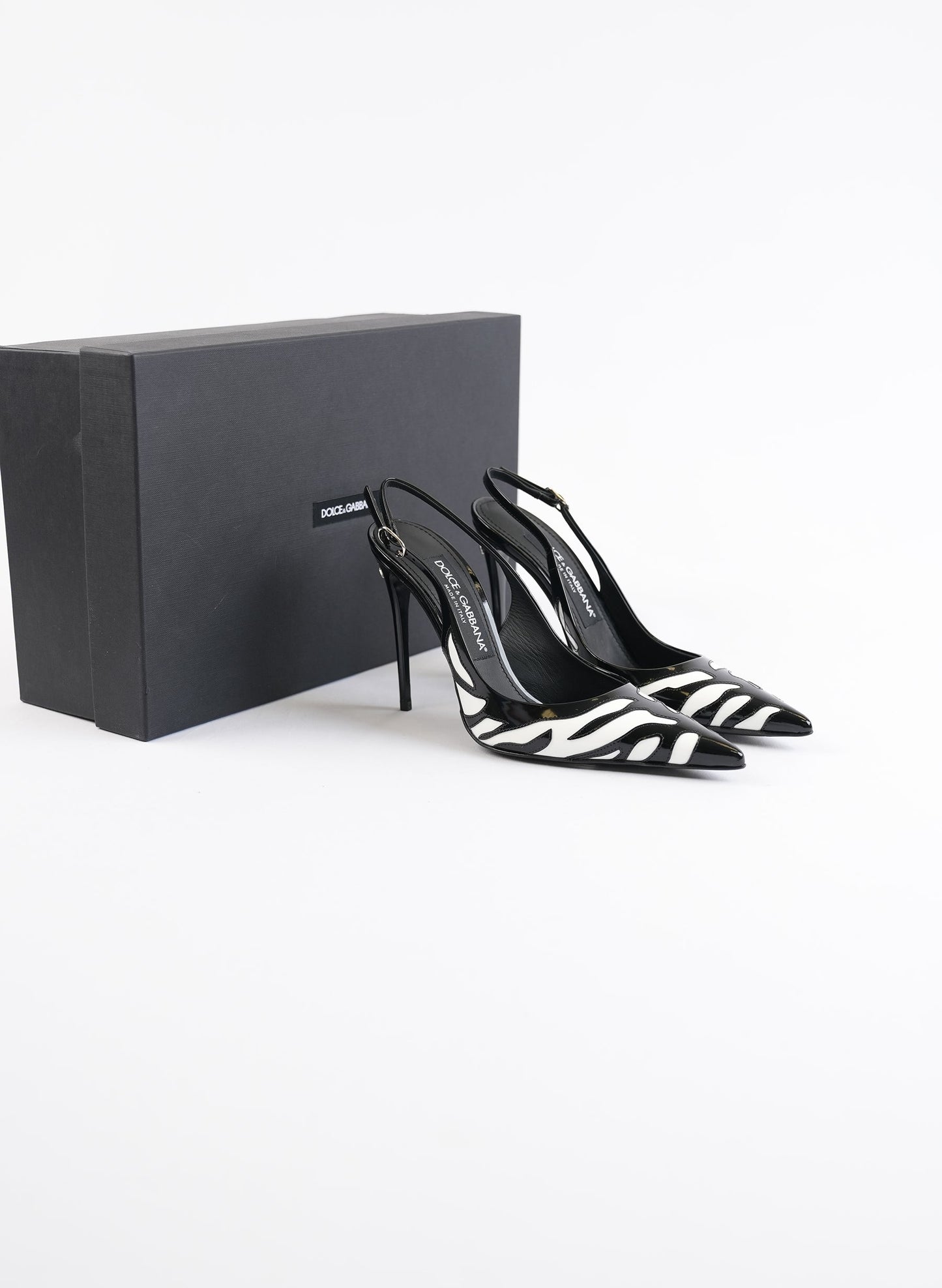 Dolce & Gabbana Black Zebra Slingback 105mm Pumps