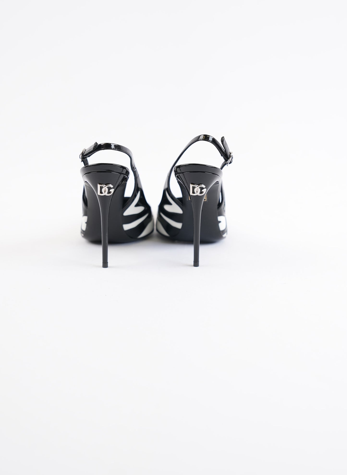Dolce & Gabbana Black Zebra Slingback 105mm Pumps