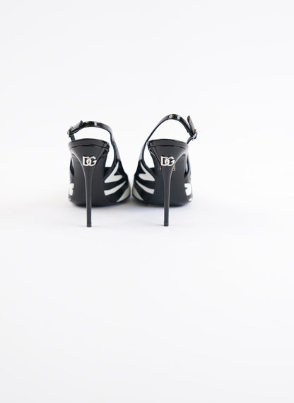 Dolce & Gabbana Black Zebra Slingback 105mm Pumps